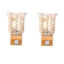 SOMIL Gold-Toned & White 2 Pieces Printed Glass Wall Lamps-picture-38