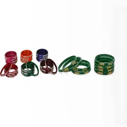 SOMIL Set Of 32 Artificial Stones Studded Ethnic Bangles-picture-23