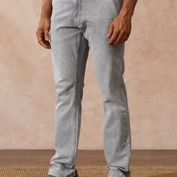 WROGN Men Comfort Regular Fit Mid-Rise Low Distress Heavy Fade Jeans-picture-35