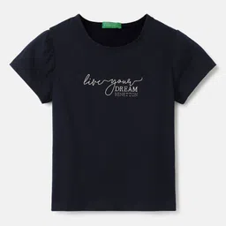 United Colors of Benetton Girls Typography Printed Round Neck Pure Cotton T-Shirt-image-76