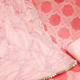 SAINOOR Embellished Organza Semi-Stitched Dress Material image 5