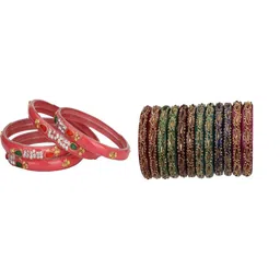 SOMIL Women Set of 16 Enamelled Glass Bangle-image-36