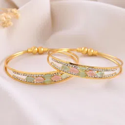 VOJ Set Of 2 Gold-Plated Stone Studded Bangles image 1