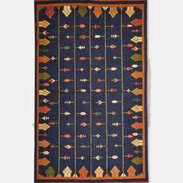 Fabindia Blue & Orange Cotton Printed Floormat-image-29