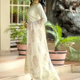 WEAVLLITE Women Regular Thread Work Kurta with Trousers & With Dupatta image 3