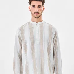 Snitch Multi Striped Band Collar Regular Fit Casual Shirt-picture-12