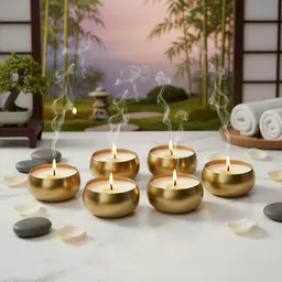 Garden Deco Pack of 6 Gold-Toned & Gold-Toned 6 pieces Jar Candle image 2