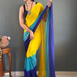 SHOPLANCE Ombre Pure Georgette Saree image 5