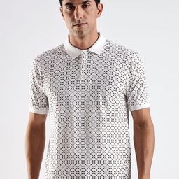 ADRO Geometric Printed Polo Collar Regular Fit Cotton T-shirt-picture-31