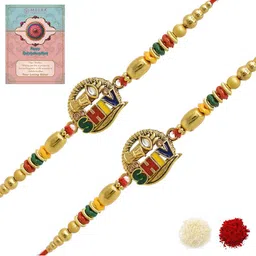 MEIRA JEWELLERY Set Of 2 Rakhi With Roli Chawal & Greetings Card Set-picture-39