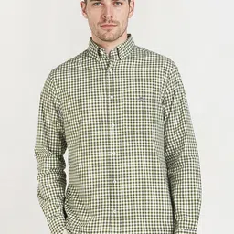 GANT Men Relaxed Fit Gingham Checked Button-Down Collar Pure Cotton Poplin Casual Shirt-picture-38