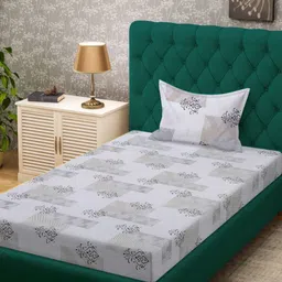 KLOTTHE Grey & Black Ethnic Motifs 300 TC Single Bedsheet Set 2.25m x 1.50m-image-80