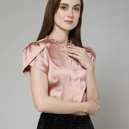 PURYS WORKSPACE Puff Sleeves Formal Satin Top image 3