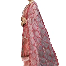 Maroosh Floral Embroidered Organza Unstitched Dress Material image 2