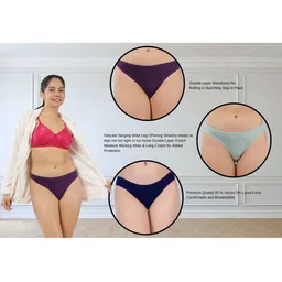 ORLIZEA Pack of 3 Women Low-Rise Cotton Blend Thongs image 4