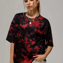 KASHIAN Women Dyed Round Neck Cotton Oversized T-shirt-picture-10