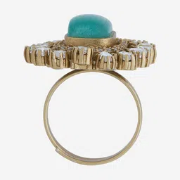 Kushal's Fashion Jewellery Kundan Studded Adjustable Finger Ring image 4