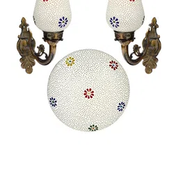 SOMIL White & Blue Textured Metal Bell Shaped Wall Lamp-picture-33