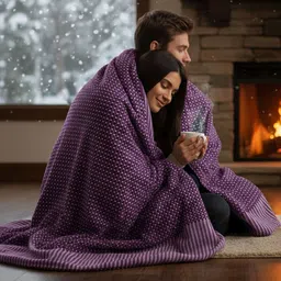 Tharunsha Elite Violet & Yellow Geometric AC Room 300 GSM Blanket image 4