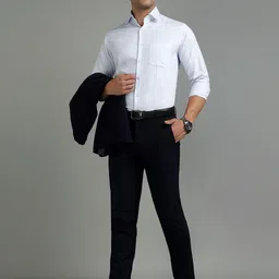 Richlook Classic Fit Self Design Dobby Weave Cotton Formal Shirt image 3