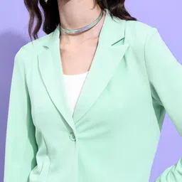 Tokyo Talkies Green Notched Lapel Collar Blazer With Trouser image 2