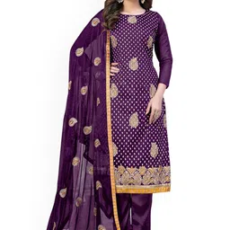 HERE&NOW Floral Embroidered Zari Work Unstitched Dress Material-picture-32