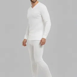 Lux Cozi Ribbed V-Neck Long Sleeves Cotton Thermal Tops-image-4