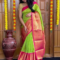 BerMondsey Woven Design Zari Silk Blend Banarasi Saree-picture-35