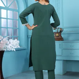 Moda Rapido Women Ethnic Motifs Embroidered Regular Thread Work Pure Cotton Kurta with Trousers image 5