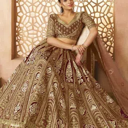 ODETTE Embroidered Thread Work Semi-Stitched Lehenga & Unstitched Blouse With Dupatta image 4
