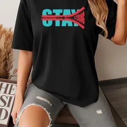 Women Black Trendy Graphic Printed Drop Shoulder Oversized T-Shirt-image-45