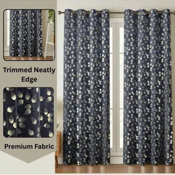 GEET CREATIONS Black & Beige Set of 2 Floral Door Curtain image 3