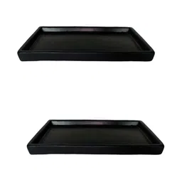 LASAKI Slato 2Pcs Black Ceramic Lightweight Rectangular Flower Planter Trays-picture-12