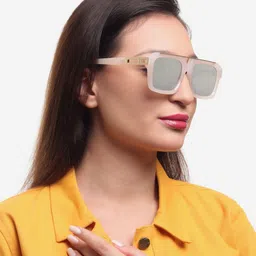 PELLE LUXUR Unisex Mirrored Lens & Pink Square Sunglasses with UV Protected Lens-picture-18