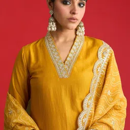 Indo Era Women Ethnic Motifs Embroidered Regular Kurta with Trousers & With Dupatta-picture-27