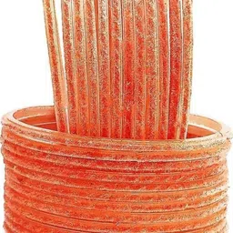 SHRASHTI Orange Glass Artificial Stones & Beads Bangle image 1