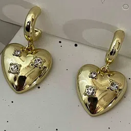 Just Lil Things Stone Studded Heart Shaped Hoop Earrings-image-12