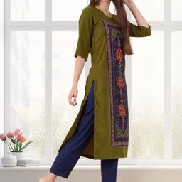 SZN Women Ethnic Motifs Crepe Straight Kurtas-picture-16