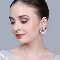 PUJVI Artificial Stones Studded Contemporary Drop Earrings image 4