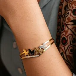 HeraDawn Stainless Steel Gold Plated Stones Studded Enamelled Wraparound Bracelet-picture-35