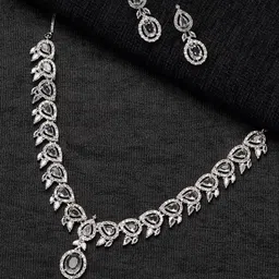 Zoey Silver-Plated American Diamond-Studded Jewellery Set-picture-13