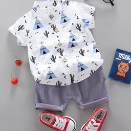 YK Infant Boys Printed Shirt Collar Neck Shirt With Shorts Clothing Set-picture-36