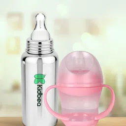 Kidbea Infants 2Pcs Pink Sipper & Feeding Bottles-image-79