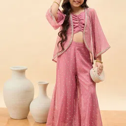 Stylo Bug Girls Printed Top With Palazzos & Shrug image 2