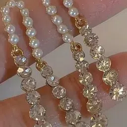 Estailo fashion Artificial Stones Studded & Beaded Circular Shaped Drop Earrings image 2