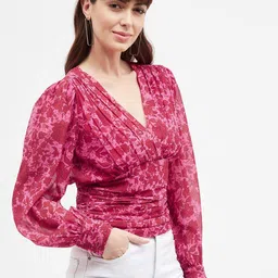 harpa Casual Cuffed Sleeves Floral Print Women Pink Top image 3