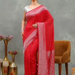 Meena Bazaar Ethnic Motifs Woven Design Zari Saree with Unstitched Blouse Piece-image-72