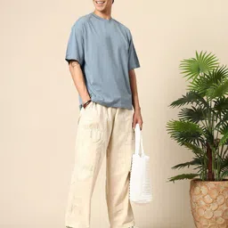 PockMAN Men Bio Finish Solid Round Neck Cotton Oversized T-shirt image 4