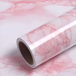 Jaamso Royals Pink & White Marble Printed Self Adhesive Wall Stickers-picture-18