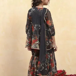 Biba Girls Floral Printed Regular Kurta With Sharara & Dupatta image 5